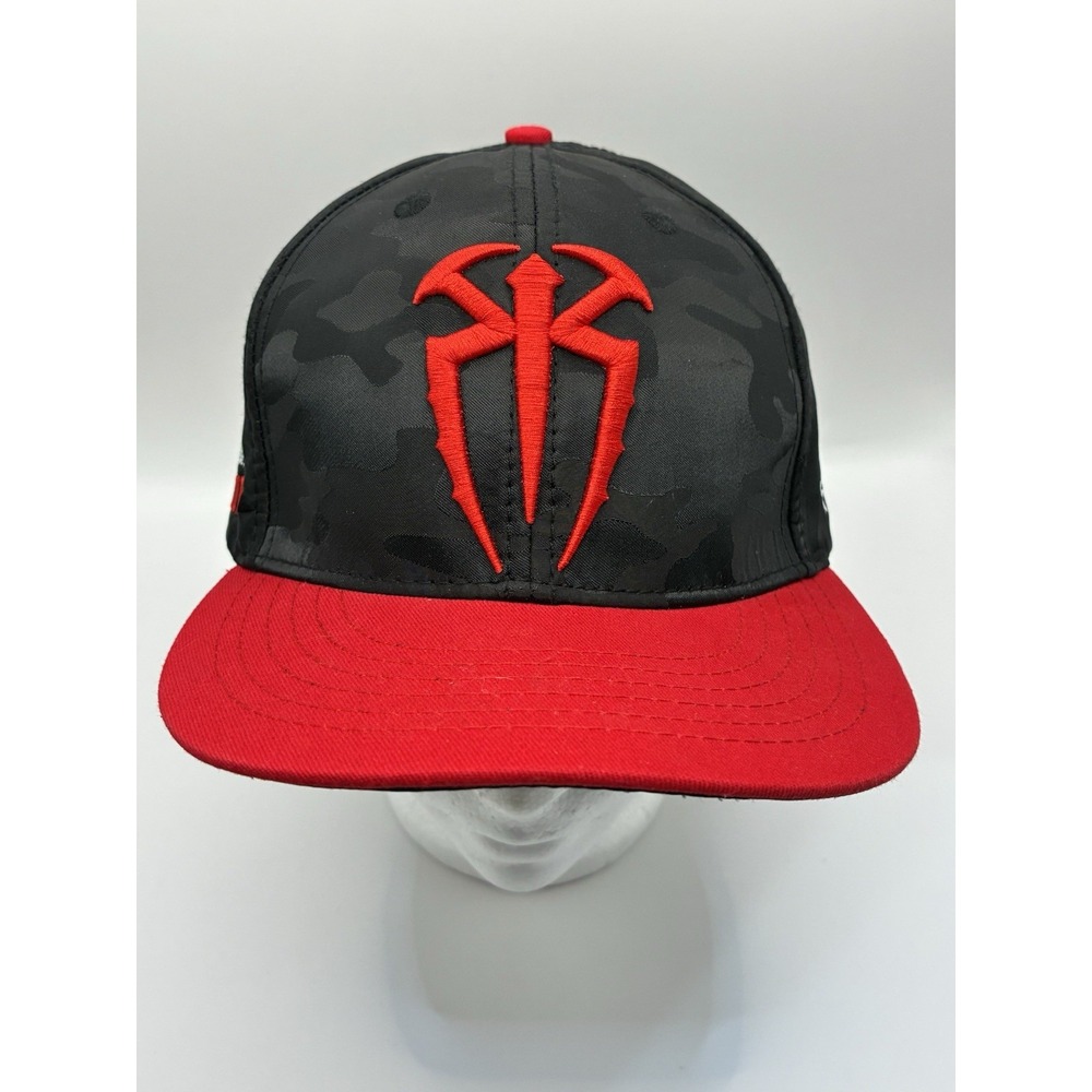 WWE Roman Reigns G.O.D. Mode Snapback Baseball Style Hat Black Red Camo EUC